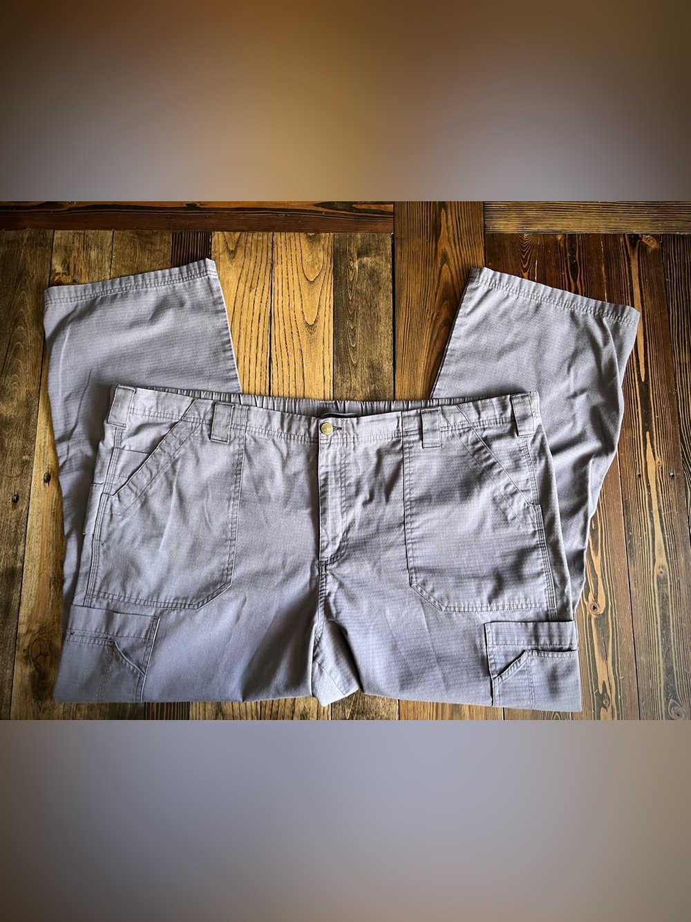 CARHARTT • Gray Utility Cargo Scrub Pants Drawstring Workwear Ripstop Gorpcore